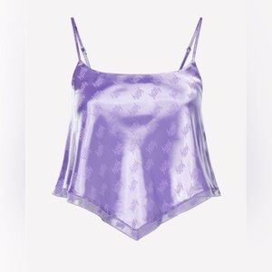 NWT Fabletics YITTY Logo Purple Satin Pajama Top in Original Plastic
